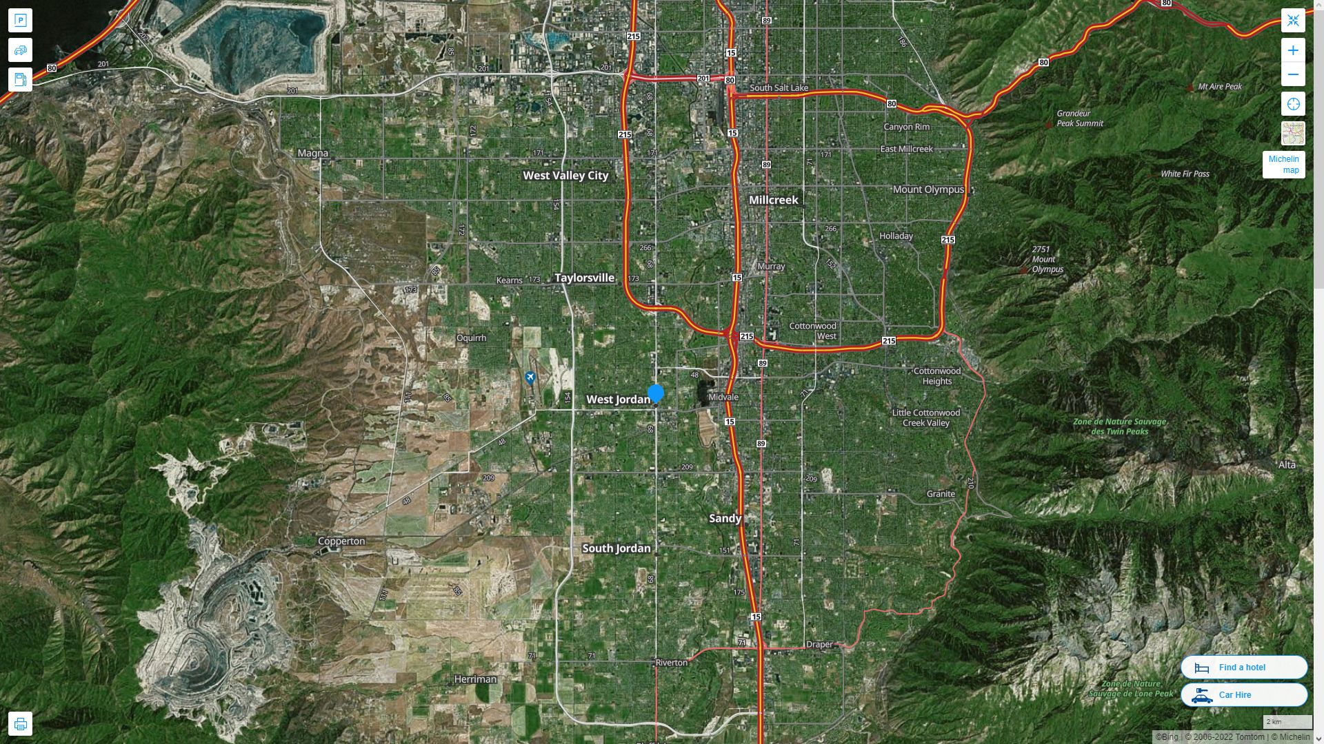 West Jordan Utah Highway and Road Map with Satellite View
